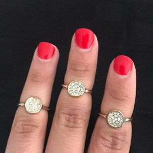 Set of three circle midi rings